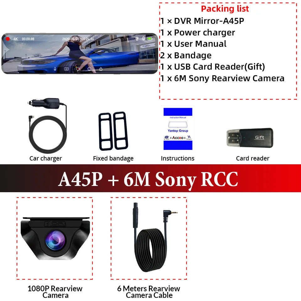 Espejo Retrovisor con Dash Cam 4K y WiFi