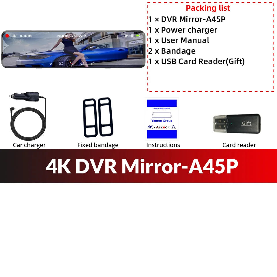 Espejo Retrovisor con Dash Cam 4K y WiFi