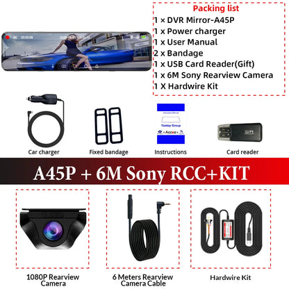 Espejo Retrovisor con Dash Cam 4K y WiFi