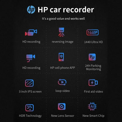 HP Cámara para Auto 2K con Visión Nocturna y WiFi 