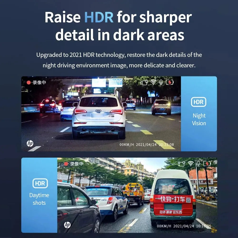 HP Cámara para Auto 2K con Visión Nocturna y WiFi 